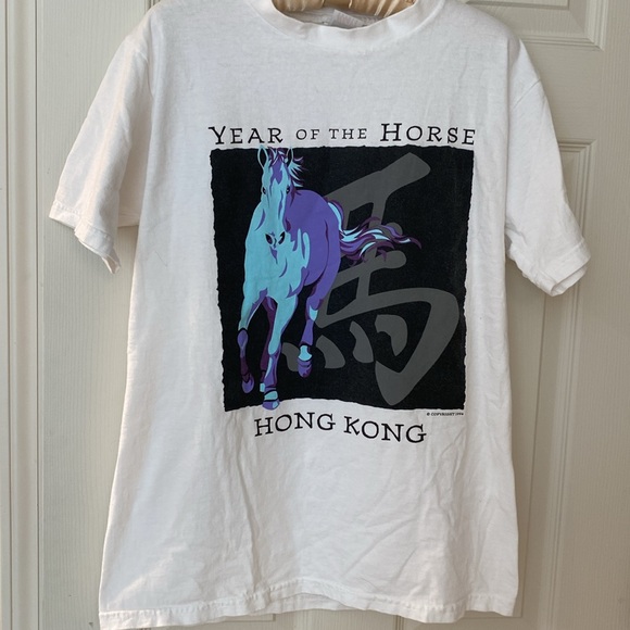 Vintage 90’s Year of the Horse Hong Kong Tee Shirt. Chinese Zodiac  Size Adult M - Picture 2 of 5